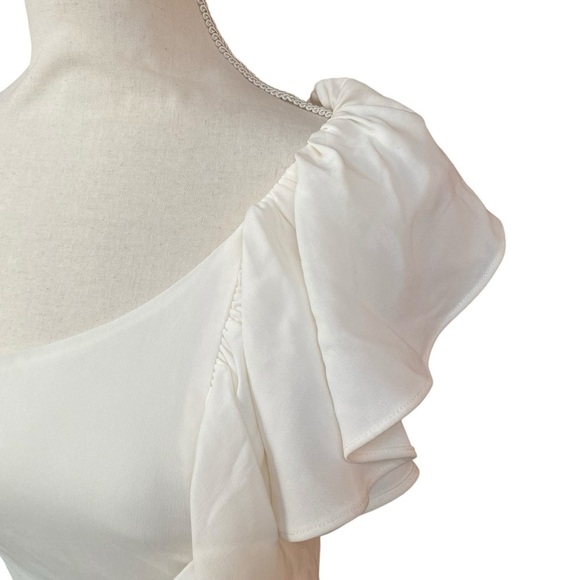 Cinq à Sept Jovette Ivory One-Shoulder Ruffle Gown Size 2 Formal Evening - Picture 6 of 16